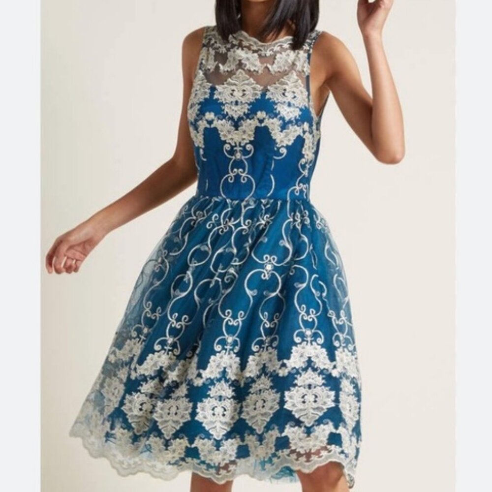 Chi Chi London Reign or Shine Lace Dress in Turquoise from Modcloth